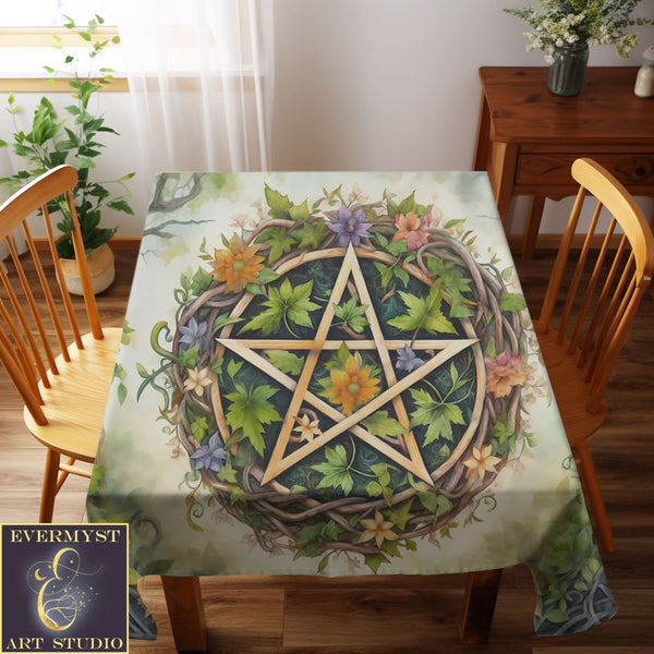 Pagan Tarot Reading Cloth - Spirit Of Earth Pentacle Altar Decor Square