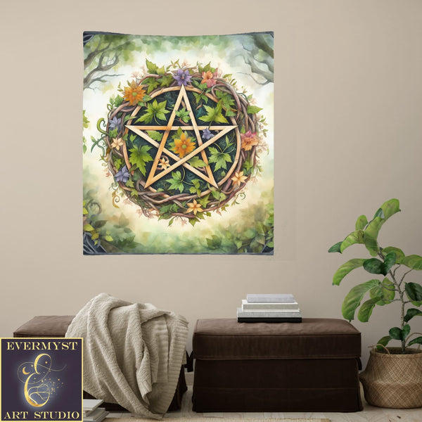 Pagan Tarot Reading Cloth - Spirit Of Earth Pentacle Altar Decor Square