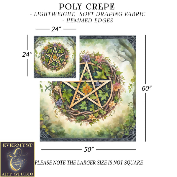 Pagan Tarot Reading Cloth - Spirit Of Earth Pentacle Altar Decor Square