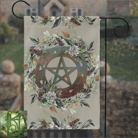 Pentacle Harvest Garden Flag Witch Pagan Fall Woodland Nature