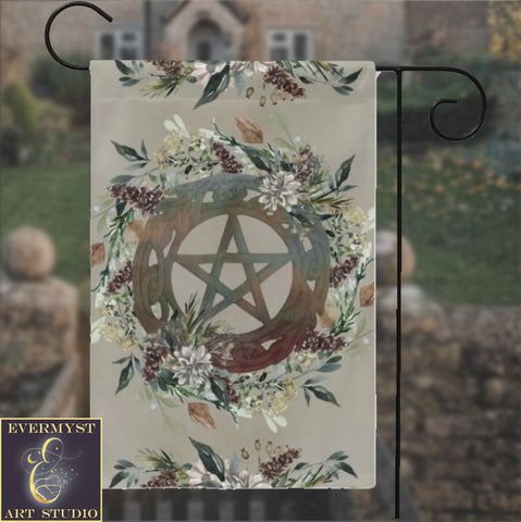 Pentacle Harvest Garden Flag Witch Pagan Fall Woodland Nature