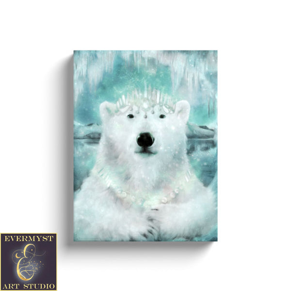 Polar Bear Art Print Painting Fantasy Winter Mythic Yule Decoration Season Decor 12 X 16 Canvas