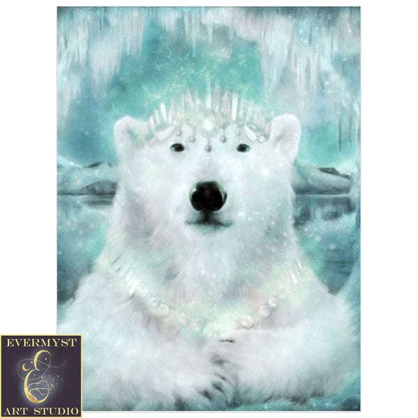 Polar Bear Art Print Painting Fantasy Winter Mythic Yule Decoration Season Decor 12 X 16 Paper