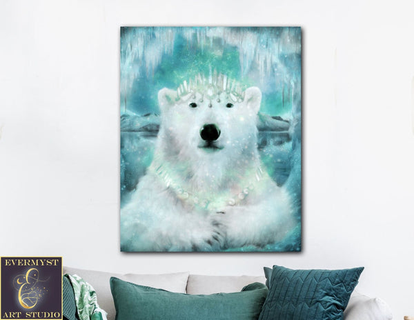 Polar Bear Art Print Painting Fantasy Winter Mythic Yule Decoration Season Decor