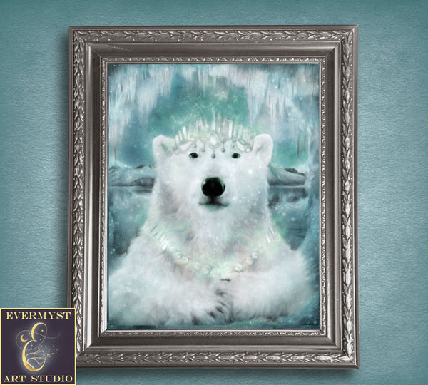 Polar Bear Art Print Painting Fantasy Winter Mythic Yule Decoration Season Decor