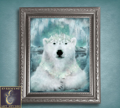 Polar Bear Art Print Painting Fantasy Winter Mythic Yule Decoration Season Decor