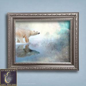 Polar Bear Art Canvas Painting Fantasy Decor Totem Animal Winter Season