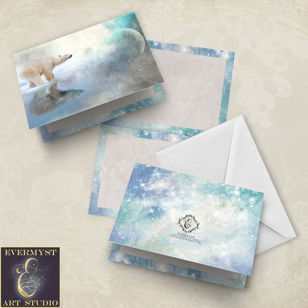 Polar Bear Greeting Card Cosmic Fantasy Art