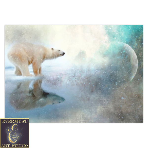 Polar Bear Greeting Card Cosmic Fantasy Art 1