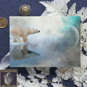 Polar Bear Greeting Card Cosmic Fantasy Art