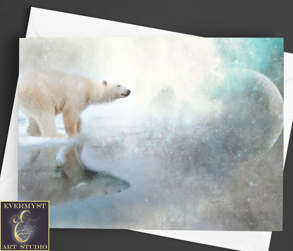 Polar Bear Greeting Card Cosmic Fantasy Art