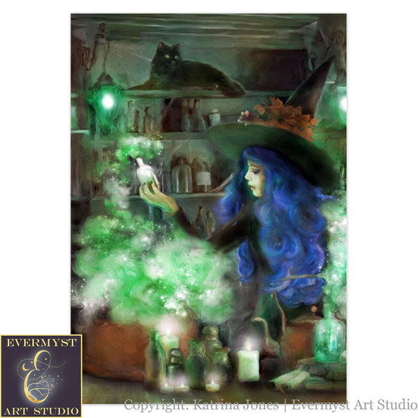 Potion Witch Greeting Card Halloween Samhain Gothic Cute Notcard 1 Card