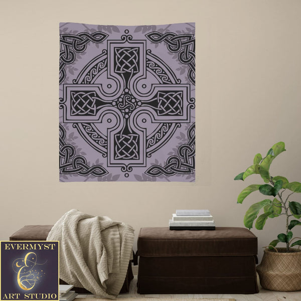 Purple Celtic Altar Tarot Cloth With Highland Nature Knotwork Square