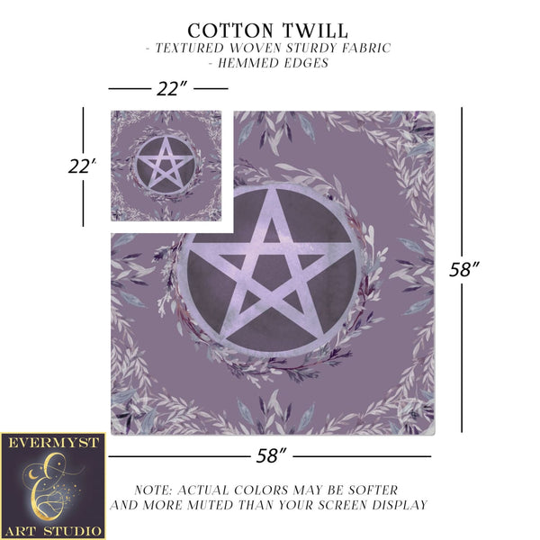 Purple Pentacle Altar Cloth Wicca Pagan Witch Ritual Tarot Square