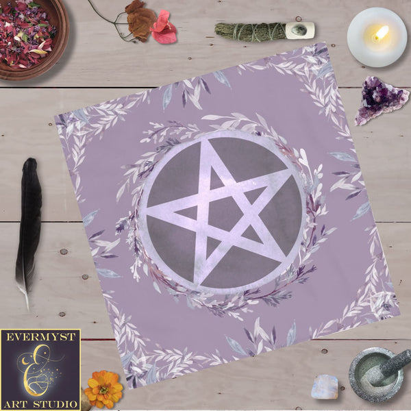 Purple Pentacle Altar Cloth Wicca Pagan Witch Ritual Tarot Square