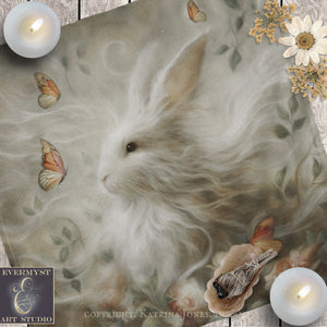 Rabbit Altar Cloth or Tarot Mat - Woodland Rabbit Animal Altar Pagan Witch Decor