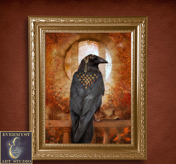 Raven Painting Art Print Fantasy Wall Decor Samhain