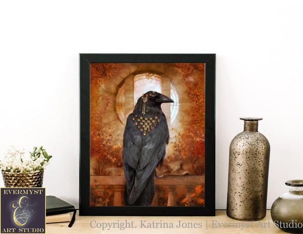 Raven Painting Art Print Fantasy Wall Decor Samhain