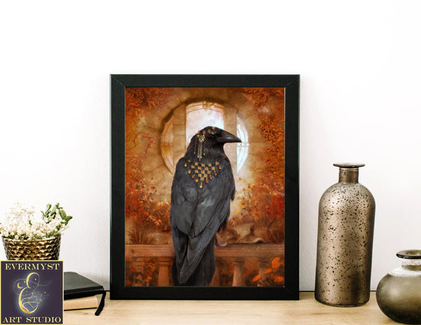 Raven Painting Art Print Fantasy Wall Decor Samhain