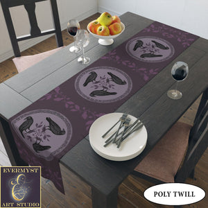 Raven Celtic Altar Table Runner - Gothic Witchy Decor With Black Bird Vibe