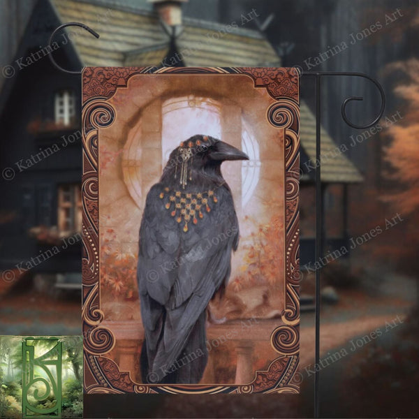 Raven Garden Flag - Witchy Autumn Decoration