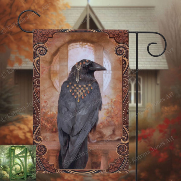 Raven Garden Flag - Witchy Autumn Decoration