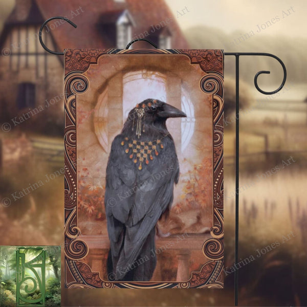 Raven Garden Flag - Witchy Autumn Decoration