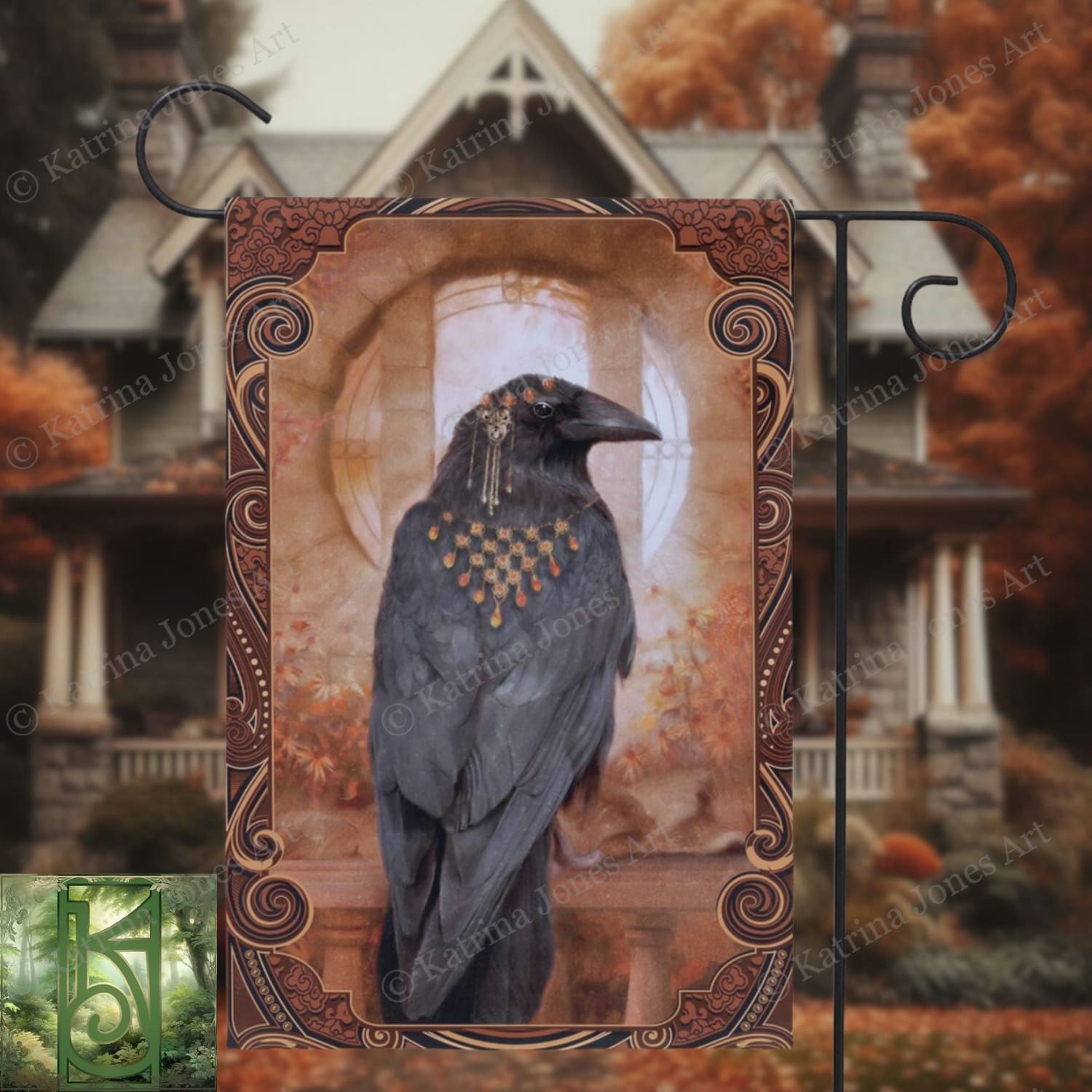 Raven Garden Flag - Witchy Autumn Decoration