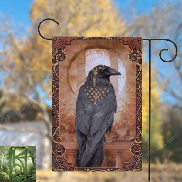 Raven Garden Flag - Witchy Autumn Decoration