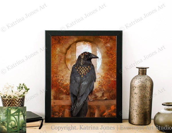 Raven Painting Art Print Fantasy Wall Decor Samhain