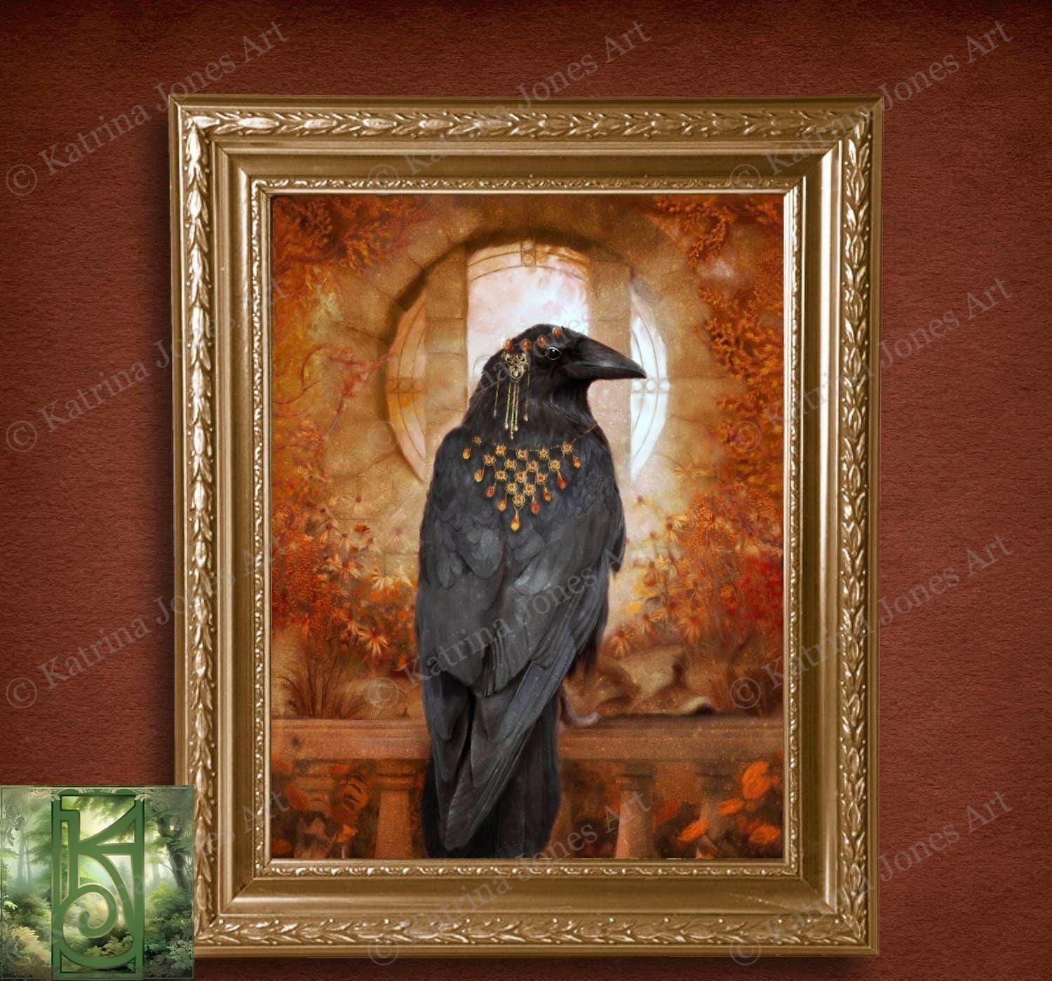 Raven Painting Art Print Fantasy Wall Decor Samhain