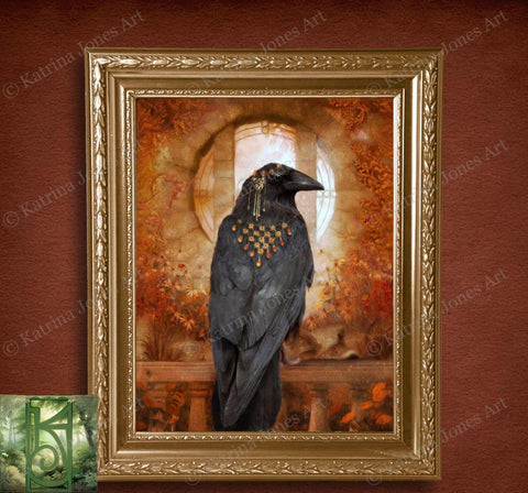 Raven Painting Art Print Fantasy Wall Decor Samhain