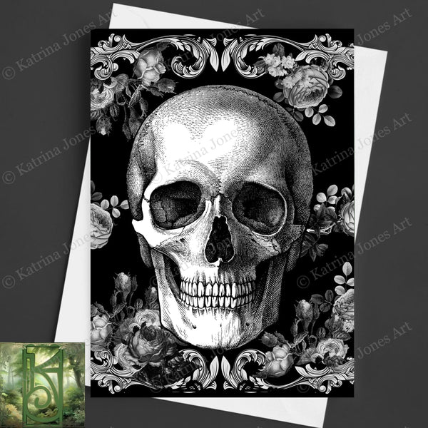 Samhain Card Halloween Gothic Greeting Skull Spooky Season