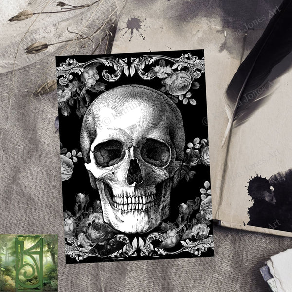 Samhain Card Halloween Gothic Greeting Skull Spooky Season