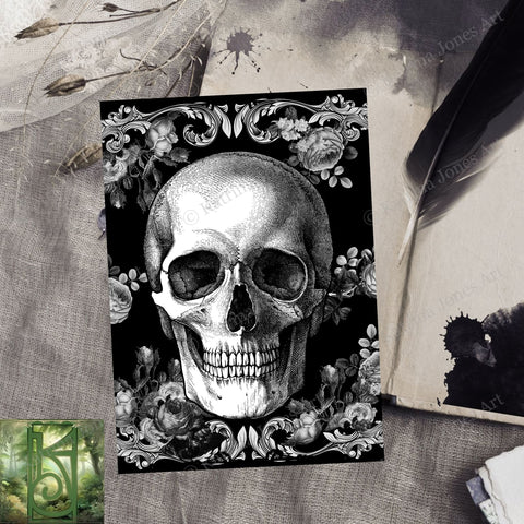 Samhain Card Halloween Gothic Greeting Skull Spooky Season