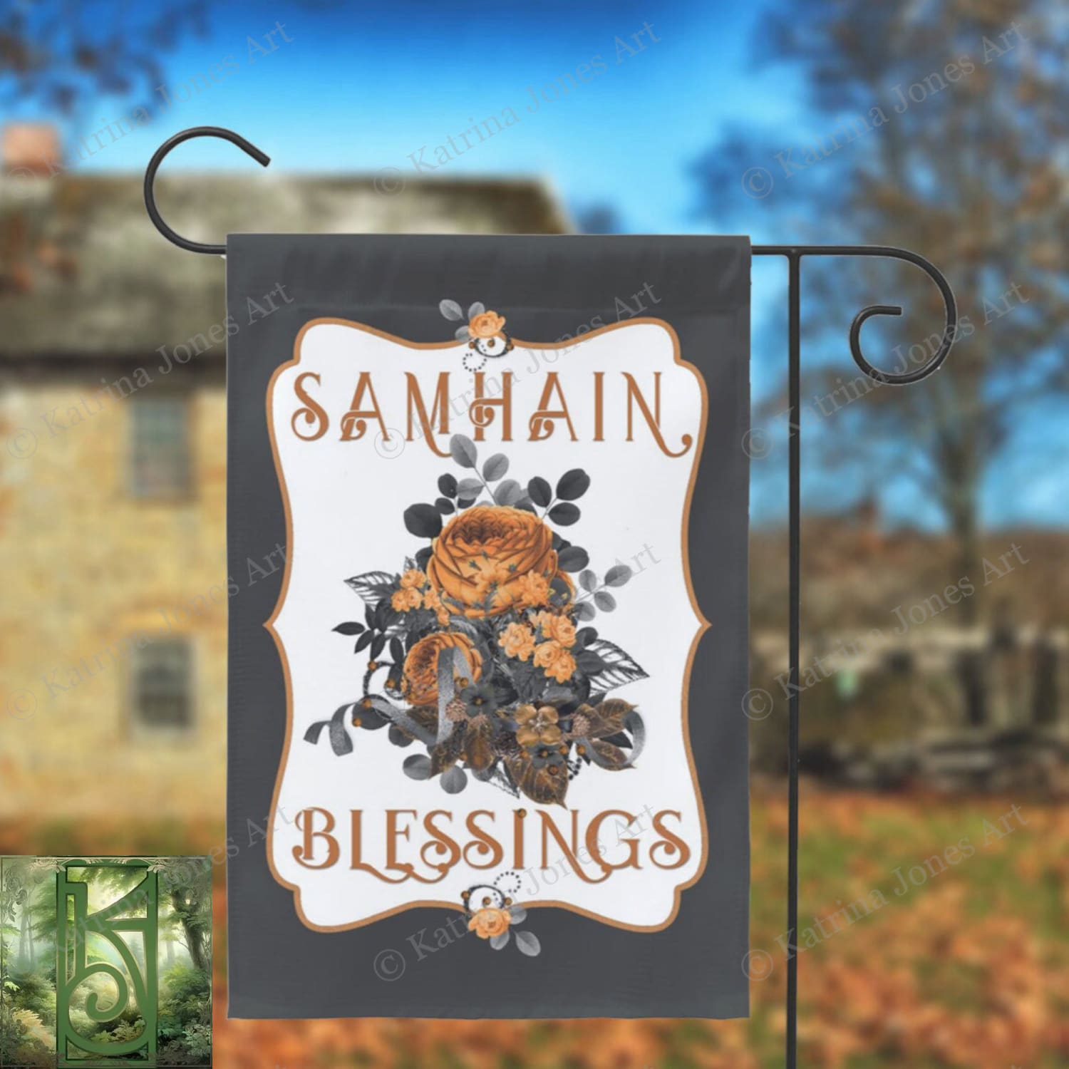 Samhain Garden Flag - Witch Wicca Pagan Fall Autumn Equinox Decor