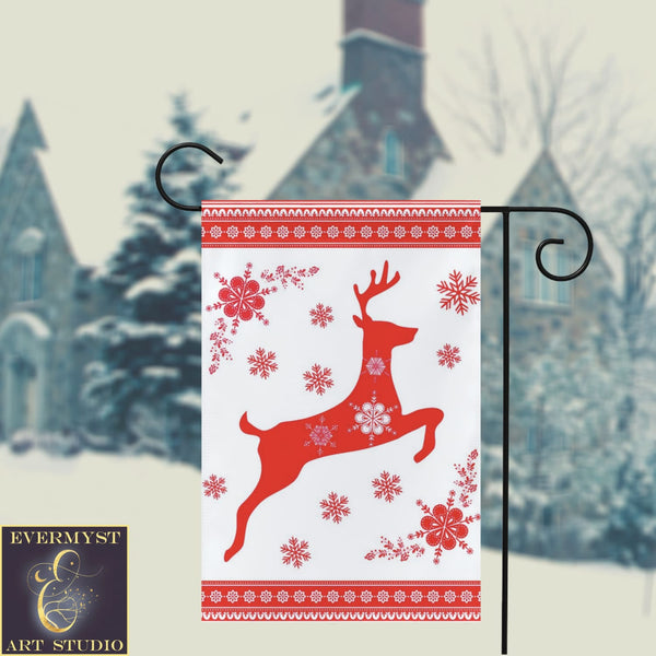 Scandi Yule Deer Garden Flag