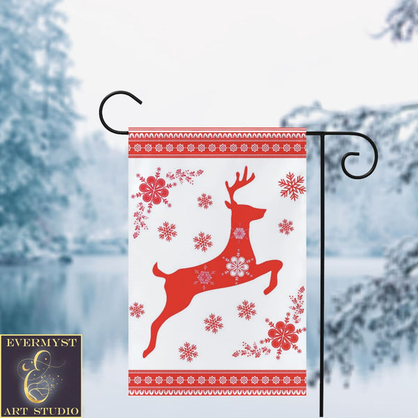 Scandi Yule Deer Garden Flag