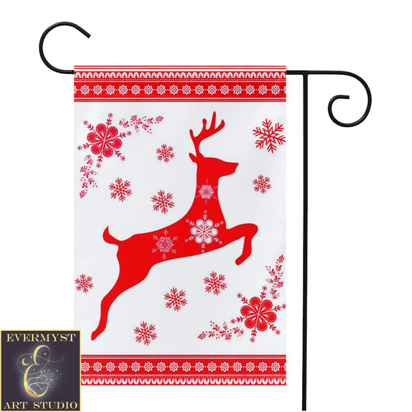 Scandi Yule Deer Garden Flag