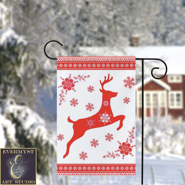 Scandi Yule Deer Garden Flag