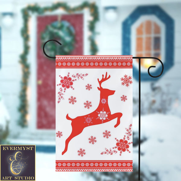 Scandi Yule Deer Garden Flag