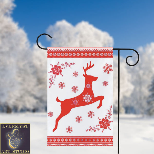 Scandi Yule Deer Garden Flag