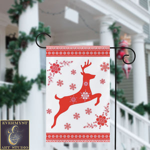 Scandi Yule Deer Garden Flag