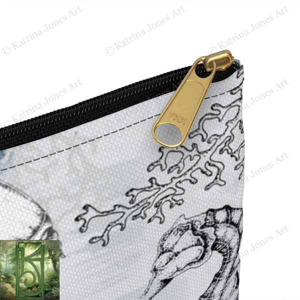 Sea Witch Beach And Shell Design Accessory Zippered Pouch Purse Tarot Oracle Deck Makeup Zip