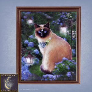 Siamese Cat Art Print - Fantasy Painting For Decor