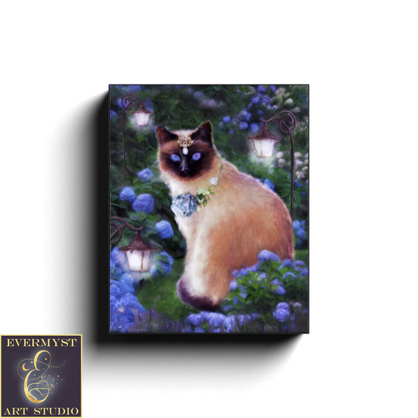 Siamese Cat Art Print - Fantasy Painting For Decor 8 X 10 Canvas