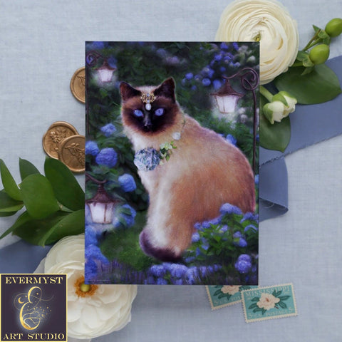 Siamese Cat Greeting Card Art Lover Fur Mom