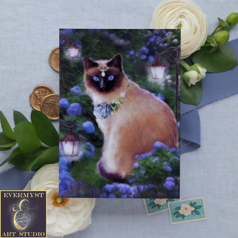 Siamese Cat Greeting Card, Cat Art Greeting Card, Cat Lover Card, Fur Mom Card