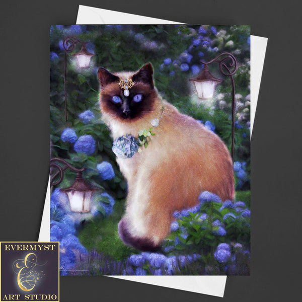 Siamese Cat Greeting Card, Cat Art Greeting Card, Cat Lover Card, Fur Mom Card