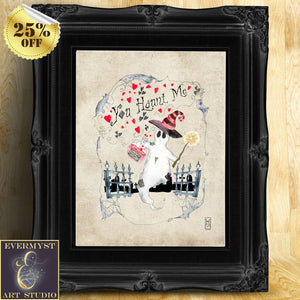 Spooky Cute Love Ghost Art Print Whimsical Halloween Illustration Gothic Macabre Wall Decor
